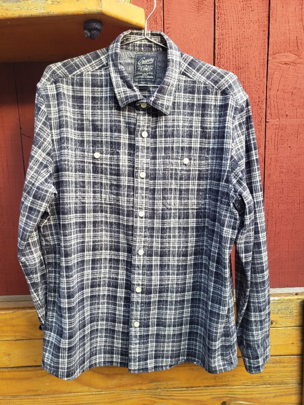 Grayers flannel- Blue/White- Large